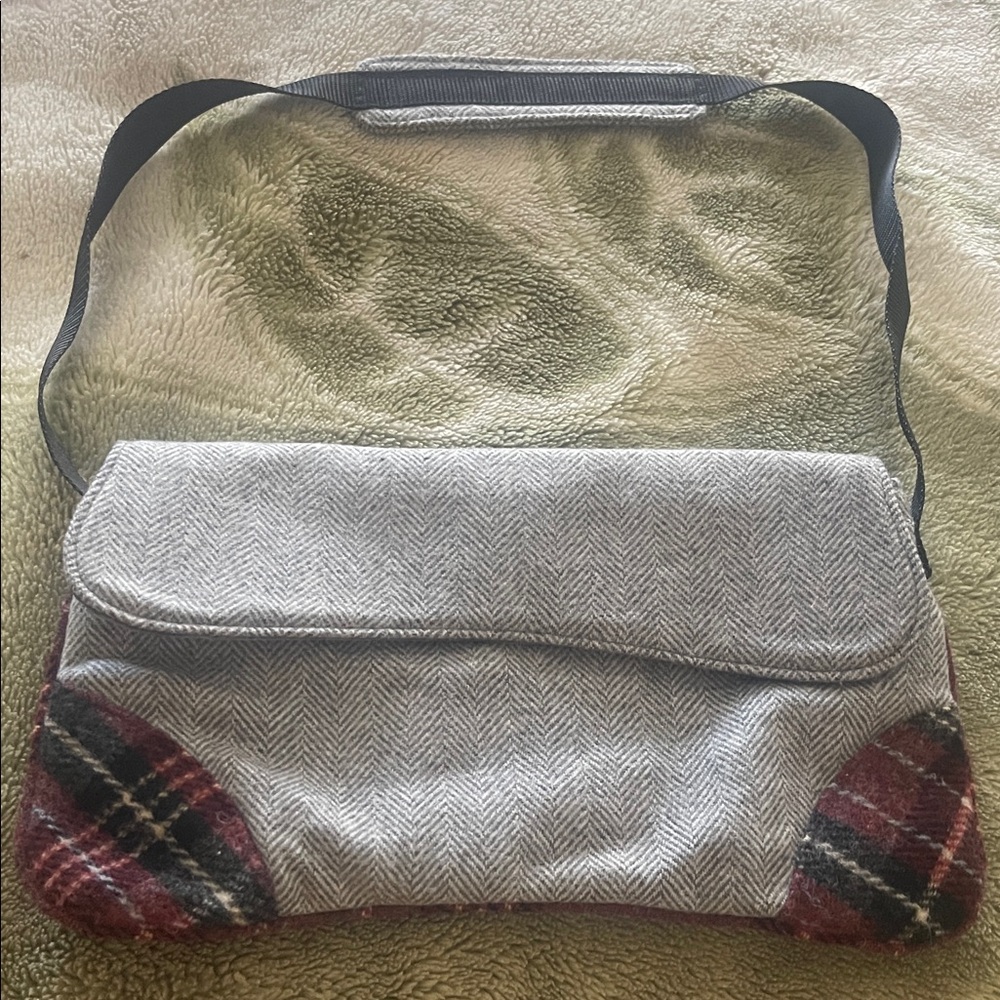 GAP Gray and Red Plaid Crossbody Bag